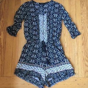 Boho print quarter sleeved romper, size 6